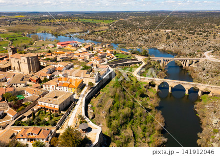 View from drone of Ledesma town, Spain View from drone of Ledesma town, Spain 141912046