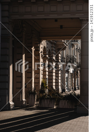 exterior of old classic European building, facade of Austrian landmark, Vienna 141912331