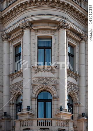 facade of European ancient building, exterior of old hotel in Lublin, Poland facade of European ancient building, exterior of old hotel in Lublin, Poland 141912352