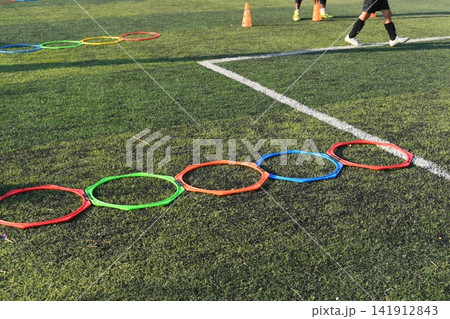 soccer equipment sport for training team on artificial grass soccer equipment sport for training team on artificial grass 141912843
