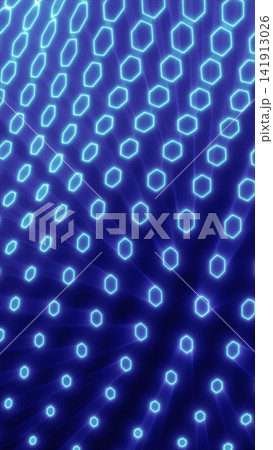 Cyan glowing hexagon pattern on a deep blue abstract background, representing digital networks, technology, and futuristic design. Cyan glowing hexagon pattern on a deep blue abstract background, representing digital networks, technology, and futuristic design. 141913026