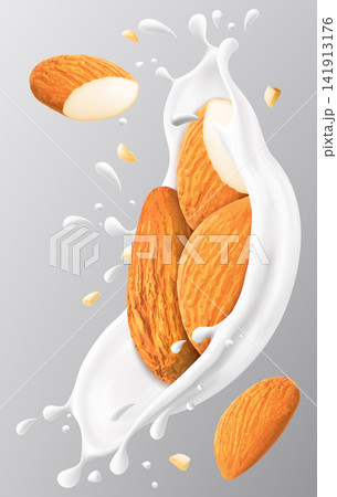 almond milk in the form of almonds 141913176
