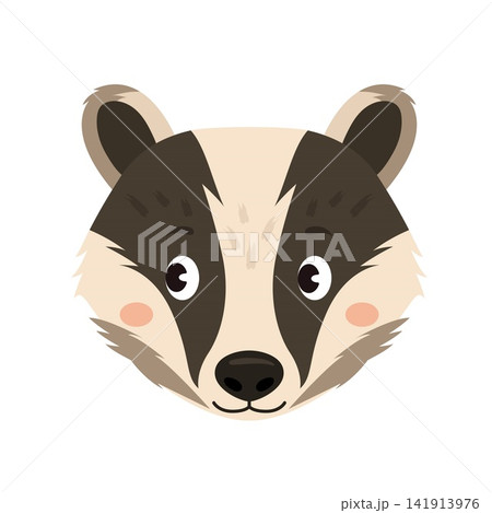 Cute cartoon badger head vector illustration isolated on white background Cute cartoon badger head vector illustration isolated on white background 141913976