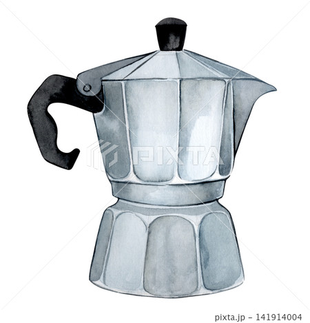 Coffee pot. Watercolor clipart, vintage illustration. Coffee pot. Watercolor clipart, vintage illustration. 141914004