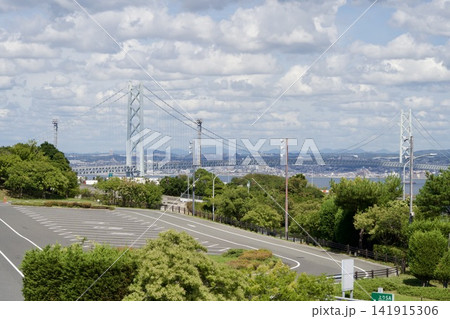淡路SAから眺める明石海峡大橋の風景 淡路SAから眺める明石海峡大橋の風景 141915306