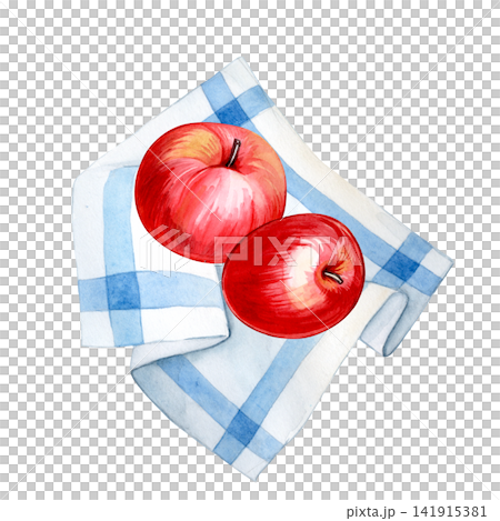 apple. Watercolor picnic illustration. Cozy autumn. apple. Watercolor picnic illustration. Cozy autumn. 141915381