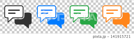 Speech bubble communication chat icon set: Black, Blue, Green, Orange Speech bubble communication chat icon set: Black, Blue, Green, Orange 141915721