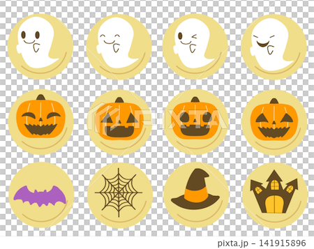 A set of cute Halloween cookie illustrations A set of cute Halloween cookie illustrations 141915896