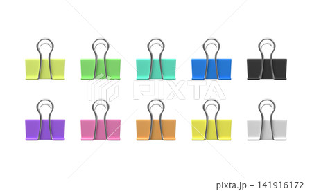 Binder clip paperclip set isolated 3D vector illustration 141916172
