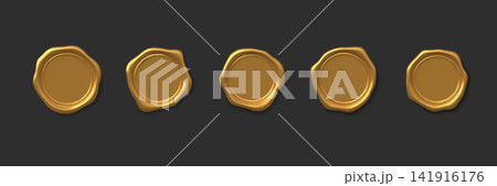 Wax seal stamp element set with gold 3D vintage badges 141916176
