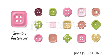 3D sewing button element set with colorful glossy shapes 3D sewing button element set with colorful glossy shapes 141916180
