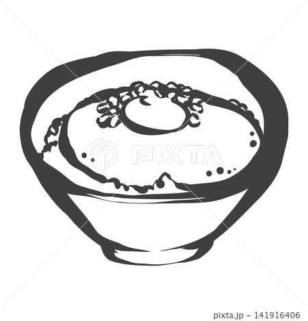 とろろご飯の手描き筆絵風イラスト とろろご飯の手描き筆絵風イラスト 141916406
