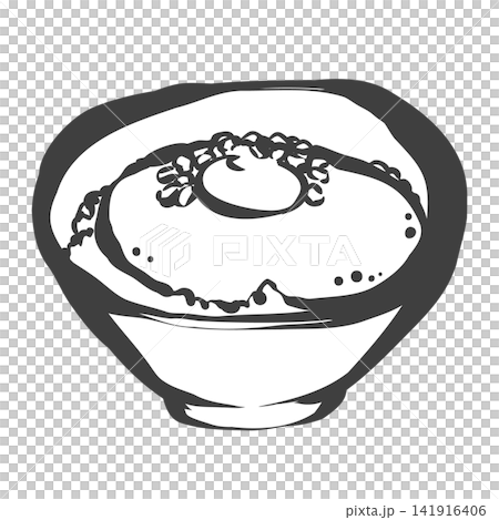 とろろご飯の手描き筆絵風イラスト とろろご飯の手描き筆絵風イラスト 141916406