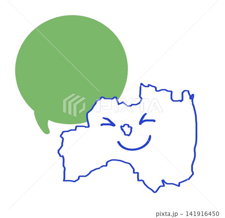 手描きの福島県笑顔、吹き出し 141916450