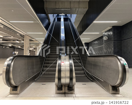 Modern Bus Station Interior with Escalator Modern Bus Station Interior with Escalator 141916722