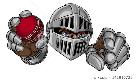 Medieval Knight Cricket Ball Sports Team Mascot Medieval Knight Cricket Ball Sports Team Mascot 141916729