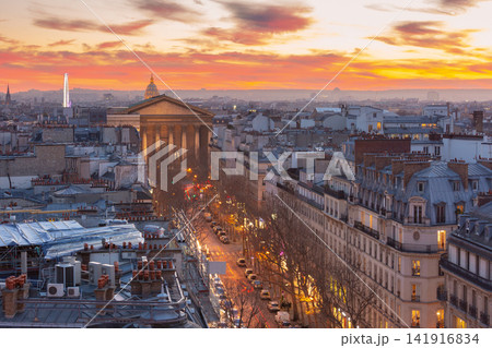 Paris Cityscape and Historic Architecture at Colorful Sunset, France Paris Cityscape and Historic Architecture at Colorful Sunset, France 141916834