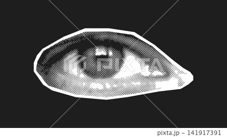 Halftone Eye Close Up Dark Background Illustration Halftone Eye Close Up Dark Background Illustration 141917391