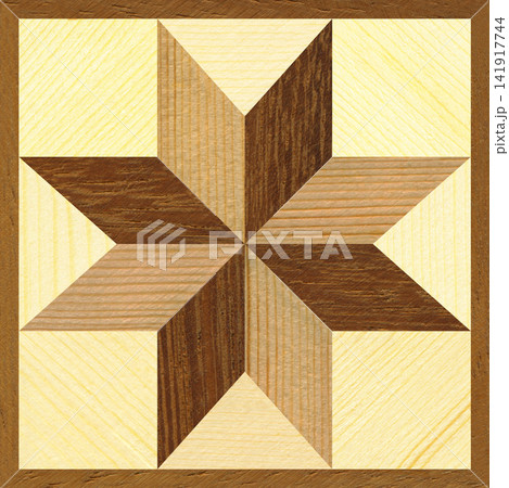 Walnut and Pine Wood Marquetry Compass Star Parquet Pattern Texture Walnut and Pine Wood Marquetry Compass Star Parquet Pattern Texture 141917744