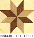 Walnut and Pine Wood Marquetry Compass Star Parquet Pattern Texture 141917745