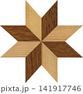 Walnut and Pine Wood Marquetry Compass Star Parquet Pattern Texture 141917746