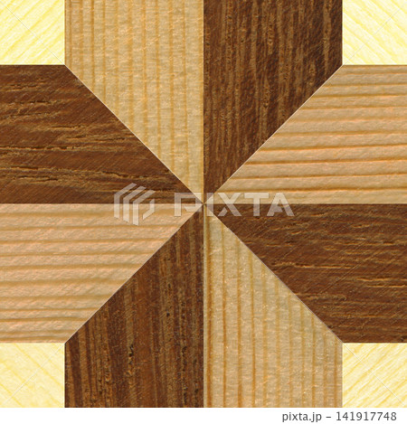 Walnut and Pine Wood Marquetry Compass Star Parquet Pattern Texture Walnut and Pine Wood Marquetry Compass Star Parquet Pattern Texture 141917748