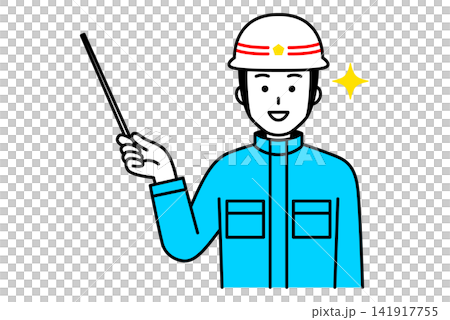 指示棒で案内する救急隊員の男性 指示棒で案内する救急隊員の男性 141917755