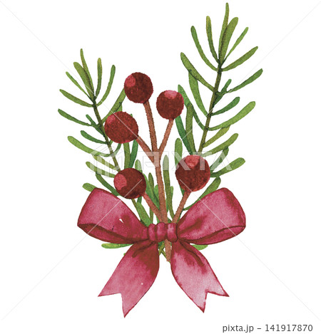 Christmas Poinsettia Evergreen Branch 141917870