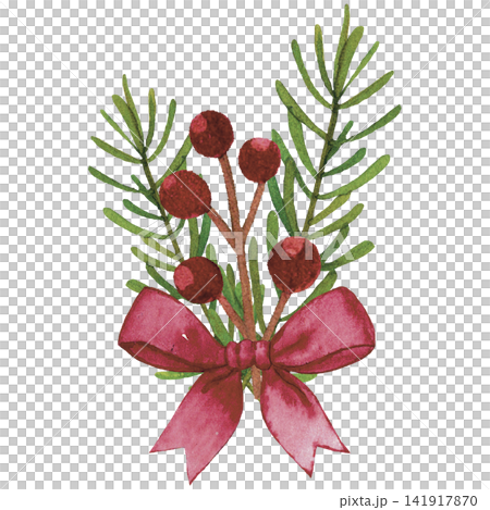 Christmas Poinsettia Evergreen Branch 141917870