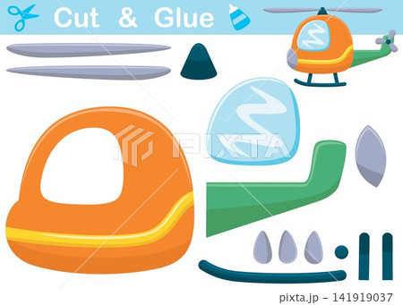 Helicopter cartoon. Education paper game for children. Cutout and gluing. Vector cartoon illustration Helicopter cartoon. Education paper game for children. Cutout and gluing. Vector cartoon illustration 141919037