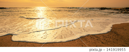 Sunset over the sea. Atlantic ocean in evening, Porto, Portugal, Europe Sunset over the sea. Atlantic ocean in evening, Porto, Portugal, Europe 141919955