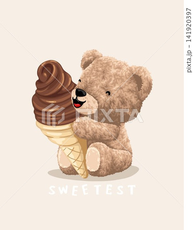 Vector illustration of cute teddy bear holding ice cream Vector illustration of cute teddy bear holding ice cream 141920397