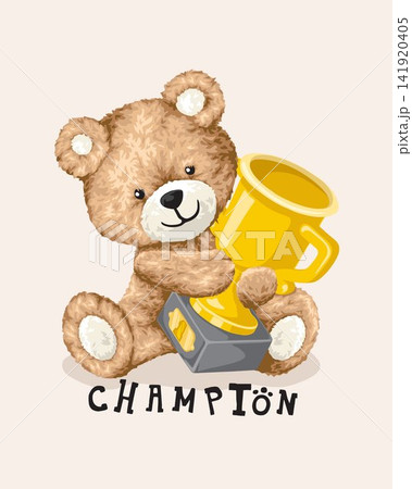 Vector illustration of cute teddy bear with trophy Vector illustration of cute teddy bear with trophy 141920405