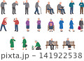 高齢者男女の日常動作イラスト素材 カラー ベクター 背景透過  141922538