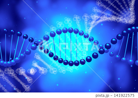 DNA chain on blue background - 3D illustration 141922575