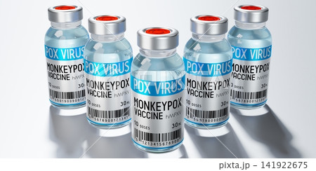 Monkeypox vaccine ampoules - 3D illustration Monkeypox vaccine ampoules - 3D illustration 141922675