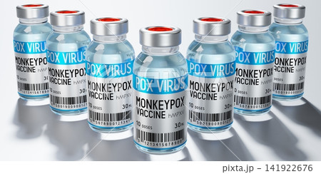 Monkeypox vaccine ampoules - 3D illustration 141922676