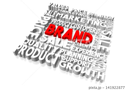Brand - typographical concept, white background - 3D illustration Brand - typographical concept, white background - 3D illustration 141922877