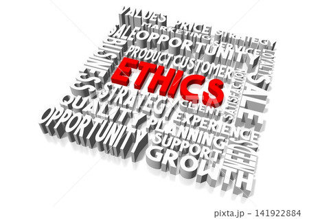 Ethics - typographical concept, white background - 3D illustration Ethics - typographical concept, white background - 3D illustration 141922884