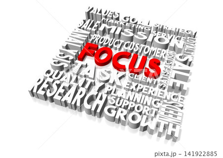 Focus - typographical concept, white background - 3D illustration Focus - typographical concept, white background - 3D illustration 141922885