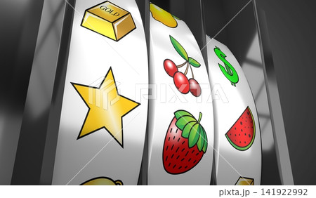 Three Wheels Casino Slots Machine with Random Items - 3d illustration Three Wheels Casino Slots Machine with Random Items - 3d illustration 141922992