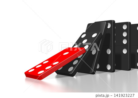 3D first domino tile falls down 3D first domino tile falls down 141923227