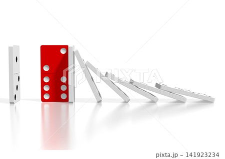 3D white and red dominoes - resistance concept 3D white and red dominoes - resistance concept 141923234