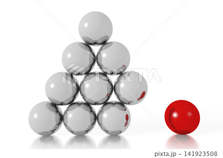 Pyramid mad with geometrical balls - 3D illustration Pyramid mad with geometrical balls - 3D illustration 141923508