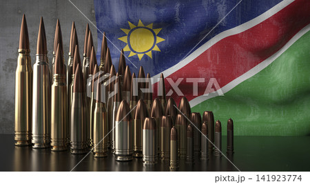Namibia - various projectiles and national flag - 3D illustration Namibia - various projectiles and national flag - 3D illustration 141923774