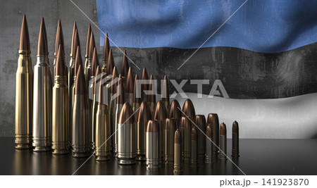 Estonia - various projectiles and national flag - 3D illustration Estonia - various projectiles and national flag - 3D illustration 141923870