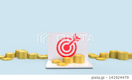Financial Success Target With Gold Coins and Digital Growth 3d render. Financial Success Target With Gold Coins and Digital Growth 3d render. 141924479