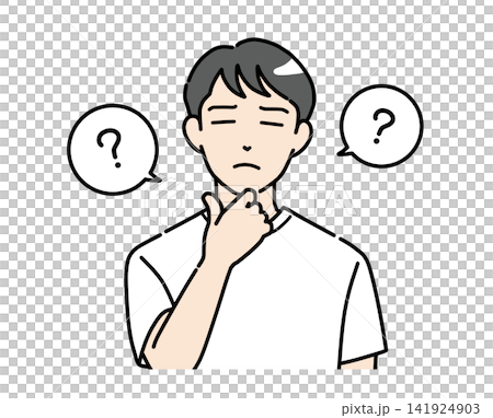 一幅插圖,描繪了一位身著便服的年輕男子,他閉著眼睛,陷入沉思。 一幅插圖,描繪了一位身著便服的年輕男子,他閉著眼睛,陷入沉思。 141924903