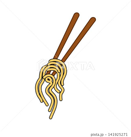 chopsticks holding noodles illustration 141925271