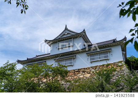 岡山県津山市の津山城(鶴山公園)に復元された備中櫓と美しい石垣 岡山県津山市の津山城(鶴山公園)に復元された備中櫓と美しい石垣 141925588